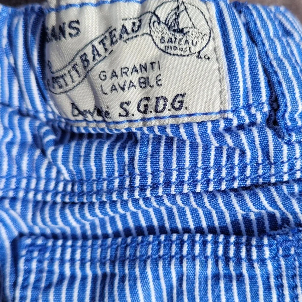Petit Bateau Outfit Set Red Polo Blue Striped Pants 3M‎ Nautical Baby Boy 2pc